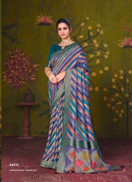 Teal Blue Colour Norita 44900 Rooh By Mahotsav Tussar Silk Sequence Work Designer Saree 44915